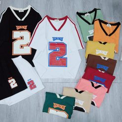 đồ bộ quần đùi áo tay ngắn cổ V in số 2 black - DBO4800