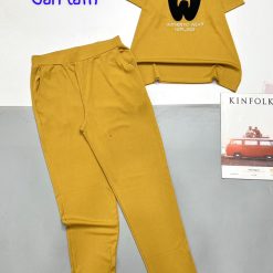 Đồ bộ gân tăm quần dài áo tay ngắn in chữ W - DBO4803