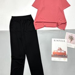 Đồ bộ quần dài đen áo thun trơn tăm 2 da - DBO4806