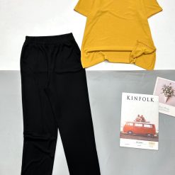 Đồ bộ quần dài đen áo thun trơn tăm 2 da - DBO4806