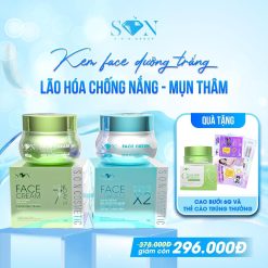 Combo Kem Face Hỗ Trợ Giảm Mụn Xanh Lá + Xanh Biển SON Cosmetic Tặng Cao Bưởi Phiên Bản Mới - COMBOSON9