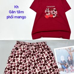 Đồ bộ quần đùi mango áo thun tay ngắn vải gân tăm - DBO4807