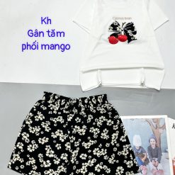 Đồ bộ quần đùi mango áo thun tay ngắn vải gân tăm - DBO4807