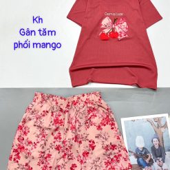 Đồ bộ quần đùi mango áo thun tay ngắn vải gân tăm - DBO4807