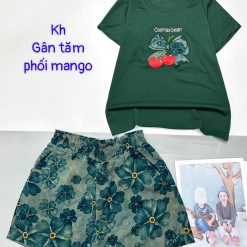 Đồ bộ quần đùi mango áo thun tay ngắn vải gân tăm - DBO4807