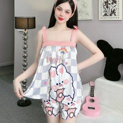 Đồ bộ quần đùi latin áo dây bản nhiều hình dễ thương - DBO4808