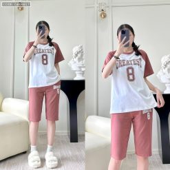 Đồ bộ quần lửng áo tay ngắn in số 8 - DBO4817