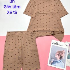 Đồ bộ gân tăm quần lửng gân tăm xẻ tà - DBO4818