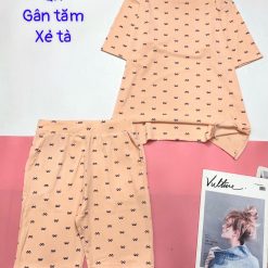 Đồ bộ gân tăm quần lửng gân tăm xẻ tà - DBO4818