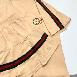 đồ bộ chân váy có quần áo tay ngắn cổ V - DBO4819