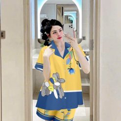 Đồ bộ mango siêu mát quần đùi áo tay ngắn cổ bẻ nút - DBO4824