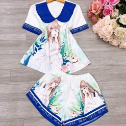 Đồ bộ siêu mát quần đùi áo tay ngắn cổ bẻ in nhiều hình - DBO4825