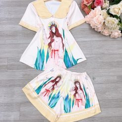 Đồ bộ siêu mát quần đùi áo tay ngắn cổ bẻ in nhiều hình - DBO4825