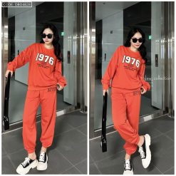 đồ bộ quần dài áo tay dài bo tay và viền áo dưới in số 1976 - DBO4828