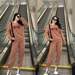 đồ bộ quần dài áo tay dài bo tay và viền áo dưới in số 1976 - DBO4828