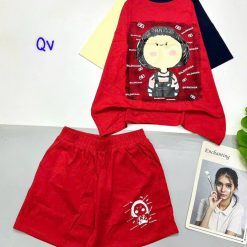 đồ bộ quần đùi áo tay ngắn in hình bé tóc ngang - DBO4830