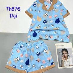 Đồ bộ quần đùi mango pijama có túi trước in nhiều hình - DBO4833