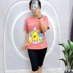 Đồ bộ quần lửng đen áo tay ngắn in hình nhiều gấu - DBO4835