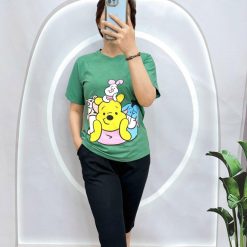 Đồ bộ quần lửng đen áo tay ngắn in hình nhiều gấu - DBO4835