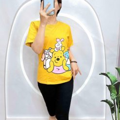 Đồ bộ quần lửng đen áo tay ngắn in hình nhiều gấu - DBO4835