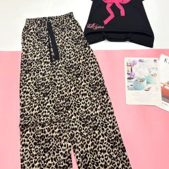 Đồ bộ quần dài mango áo thun tay ngắn gân in nơ - DBO4843