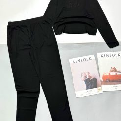 Đồ bộ gân tăm quần dài áo tay ngắn in chữ - DBO4849