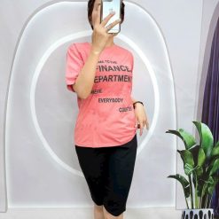 Đồ bộ quần lửng đen áo tay ngắn in nhiều chữ - DBO4854