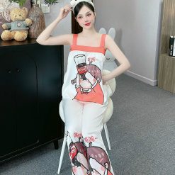 Đồ bộ latin siêu mát quần dài áo hai dây bản in nhiều hình dễ thương - DBO4855