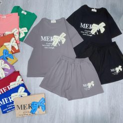 đồ bộ quần đùi áo tay ngắn in nơ nổi - DBO4857