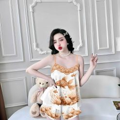 Đồ bộ quần đùi latin áo hai dây phối ren - DBO4861