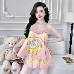 Đồ bộ quần đùi latin áo hai dây phối ren - DBO4861