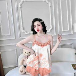 Đồ bộ quần đùi latin áo hai dây phối ren - DBO4861