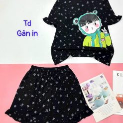 đồ bộ quần đùi áo tay ngắn in hình bé gái - DBO4862