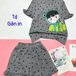 đồ bộ quần đùi áo tay ngắn in hình bé gái - DBO4862