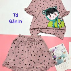 đồ bộ quần đùi áo tay ngắn in hình bé gái - DBO4862
