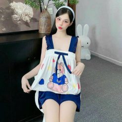 Đồ bộ quần đùi latin áo hai dây bản bèo nơ - DBO4863