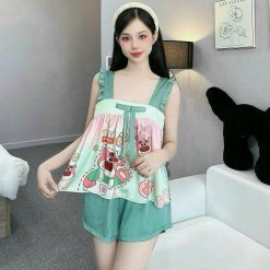 Đồ bộ quần đùi latin áo hai dây bản bèo nơ - DBO4863