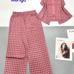 Đồ bộ mango quần dài áo sách nách viền nút áo - DBO4865
