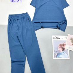 Đồ bộ tăm lạnh quần dài áo cổ v trơn áo xẻ tà - DBO4866