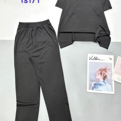 Đồ bộ tăm lạnh quần dài áo cổ v trơn áo xẻ tà - DBO4866