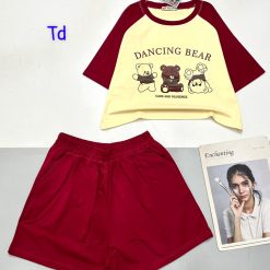 đồ bộ quần đùi áo crop top tay ngắn in hình ba chú gấu - DBO4881