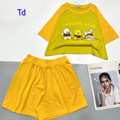 đồ bộ quần đùi áo crop top tay ngắn in hình ba chú gấu - DBO4881