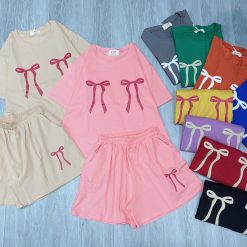 đồ bộ quần đùi áo tay ngắn 3 nơ nhỏ - DBO4882