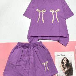 đồ bộ quần đùi áo tay ngắn 3 nơ nhỏ - DBO4882