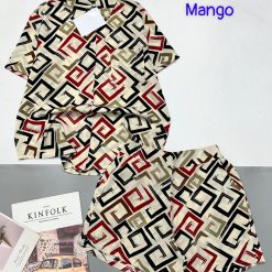 Đồ bộ mango quần đùi áo sơ mi in nhiều hoạ tiết - DBO4887