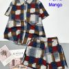 Đồ bộ mango quần đùi áo sơ mi in nhiều hoạ tiết - DBO4887
