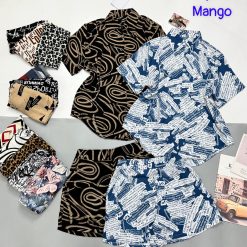 Đồ bộ mango quần đùi áo sơ mi in nhiều hoạ tiết - DBO4887