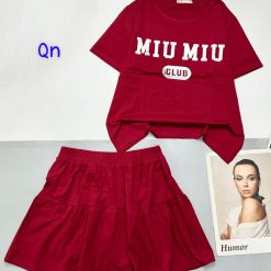 đồ bộ chân váy có quần áo tay ngắn in chữ miu miu - DBO4889