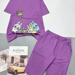 Đồ bộ quần lửng áo tay ngắn in chữ LABUBU - DBO4893