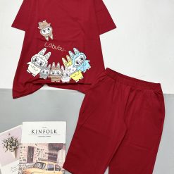 Đồ bộ quần lửng áo tay ngắn in chữ LABUBU - DBO4893